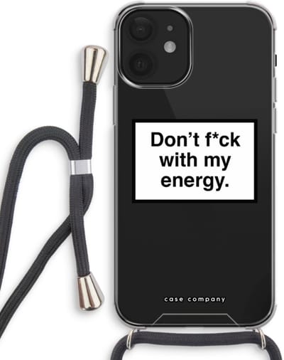Case Company® - Hoesje met koord geschikt voor iPhone 12 mini hoesje met Koord - My energy - Telefoonhoesje met Zwart Koord - Bescherming aan alle Kanten en Over de Schermrand