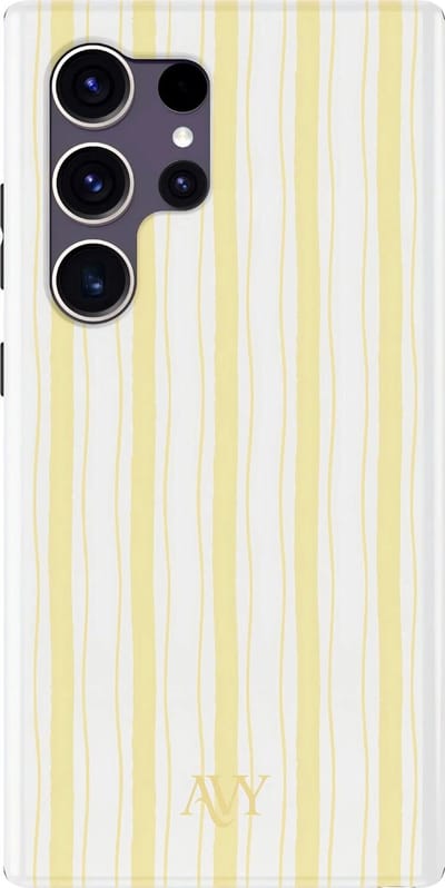 AVY Hoesje geschikt voor Samsung Galaxy S24 Ultra | Sunset Coast | Strepen | Geel | Hard Shell Back Cover | Compatibel met MagSafe & Qi2