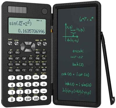 CYRO - Wetenschappelijke Rekenmachine - Scientific Calculator - met LCD Schrijftablet - 400 Functies - Zonne-energie - Zwart