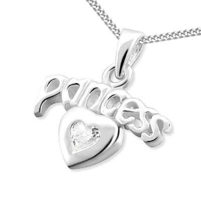 Princess Ketting Princess - 925 Zilver E-Coating - Hart - 15x10mm - 38cm