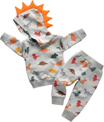 Set Jongen Baby Kleding Hoodie en Joggingbroek Dierenprint Lange Mouwen