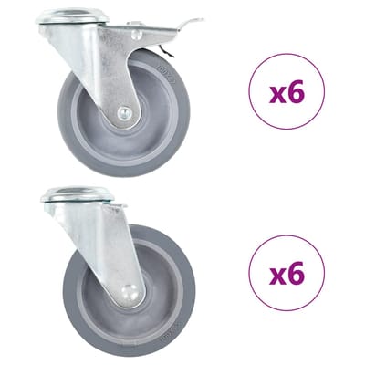 vidaXL 12 st Zwenkwielen met boutgaten 100 mm