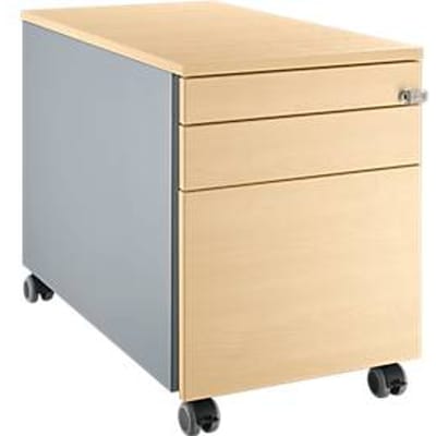 Schäfer Shop  Select Verrijdbaar ladeblok 126, met greepuitsparing blank aluminium/blank aluminium/esdoornpatroon