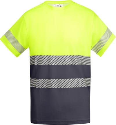 2 Pack Technisch hoog zichtbaar / High Visability T-shirt met korte mouwen Geel / Lood Grijs model Tauri merk Roly maat S