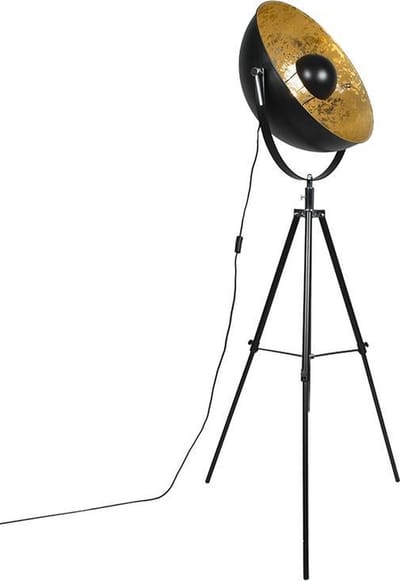QAZQA Magna Tripod/driepoot vloerlamp - 1 lichts - H 160 cm - Zwart