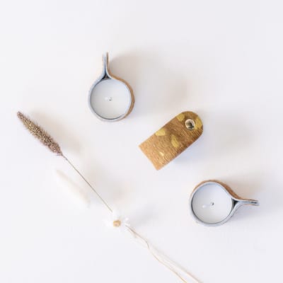 The Leather Rebel - Waxinelichthouder Bruin - Goud - Leer
