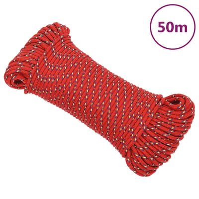 vidaXL - Boottouw - 3 - mm - 50 - m - polypropyleen - rood