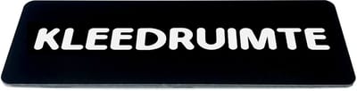 Deurbordje met Tekst kleedruimte - Zwart/wit met ronde letter - Formaat 150mm x 50mm x 1,6mm - zelfklevend