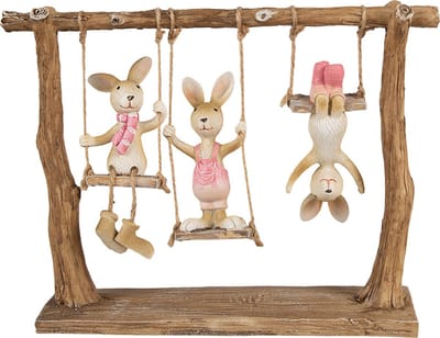 Clayre & Eef Beeld Konijn 26x6x20 cm Bruin Beige Polyresin