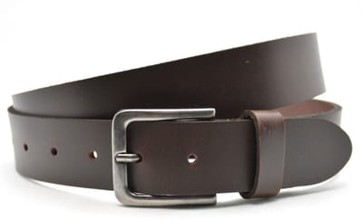 Heren Riem volnerf Leer Bruin - 3.5 cm Breed - Broekriem - Nette Riem - Jeans Riem - Maat: 95 / Totale lengte riem 110 cm - Echt Leer