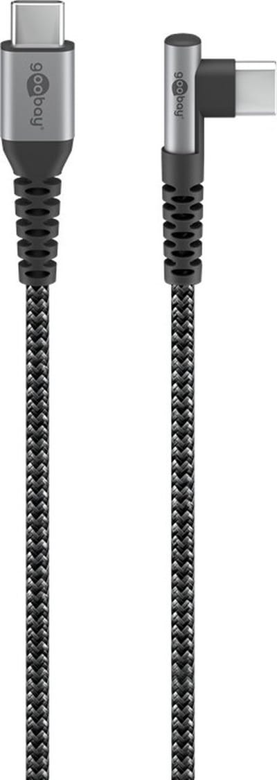 Goobay USB-C naar USB-C haaks (links/rechts) kabel - USB2.0 - tot 60W / nylon - 1 meter