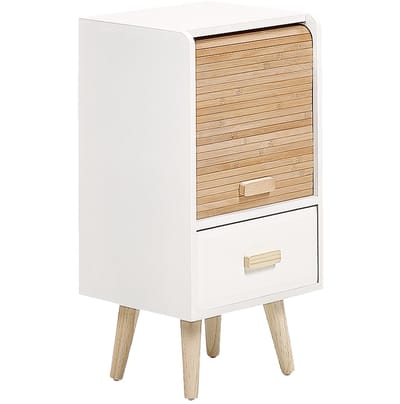 NESIKA - Nachtkastje - Wit/Licht hout - MDF