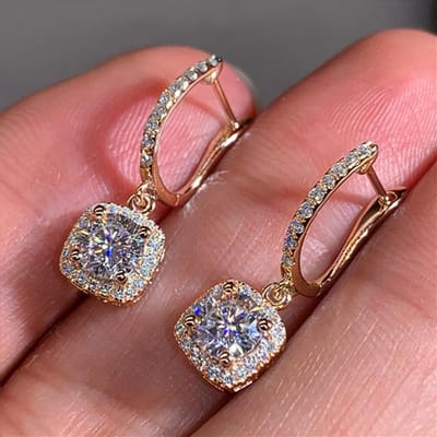 Charm Vrouwelijke Kristallen Vierkante Druppel Oorbellen Mode Zilverkleur Bruiloft Oorbellen Trendy Aaa Witte Zirkonia Stenen Oorbellen Voor Vrouwen brown