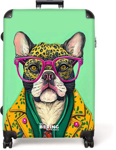 NoBoringSuitcases.com® - Koffer groot - Reiskoffer lichtgewicht - Hond - Hippie - Dieren - Bril - Rolkoffer met 4 wielen - Grote trolley XL - 98 liter bagage