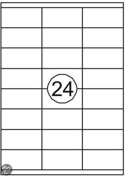 Benza Zelfklevende Etiketten op A4 Vel - 70 x 35 mm - 24 stickers per vel - 25 vel