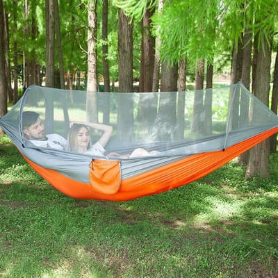 Hangmat met Klamboe - Outdoor Relaxen - Kamperen en Reizen - Scheurvast en Duurzaam - 290x140CM - Gekleurd