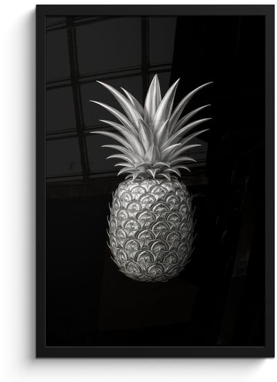 Poster in lijst - Fotolijst 40x60 cm - Posters - Ananas - Gedetailleerd - Bladeren - Posterlijst zwart - Decoratie - Wanddecoratie woonkamer - Muurdecoratie slaapkamer