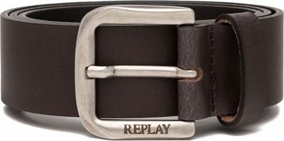 REPLAY Leren Riem Belt W90 Black Brown Donkerbruin
