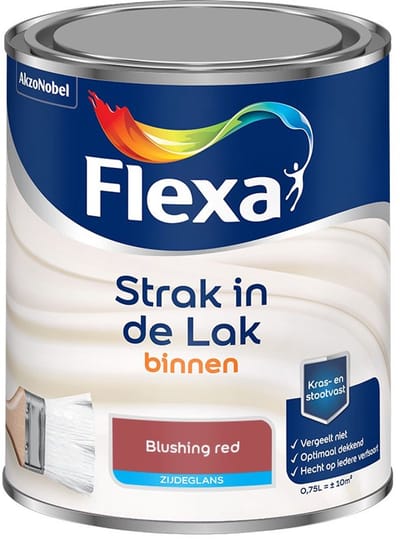 Flexa - Strak In De Lak Binnenlak Zijdeglans - Blushing Red - Mengverf - 750 Ml