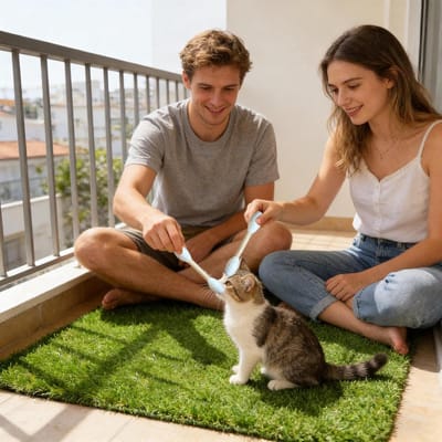 Kattenspeelgoed Wattenstaafje - Verrijkend Dierenspeelgoed - Stimuleren Instincten - Bijtbestendige Afdekking - 10 cm - Beige
