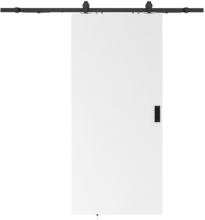 Vente-unique Schuifdeur met wandbevestiging - H205 x L73 cm - Mdf + Pvc - Wit - VARIN II