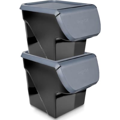 Doos voor Groenten en Fruit met Deksel Antraciet 13 l 2 stuks - Aardappelbak - Aardappelpot - Bewaardoos - Container - Koelkast Organizer - Opbergbox - Fruitkist