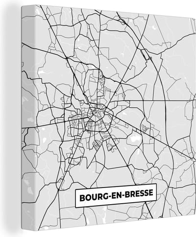 Canvas Schilderij Kaart – Stadskaart – Bourg-en-Bresse - Plattegrond – Frankrijk - 20x20 cm - Wanddecoratie