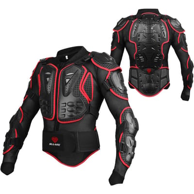 Veste de protection de moto pour hommes, armure de protection complète du corps, bras, poitrine, colonne vertébrale, Sport, vtt, course L rouge