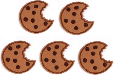 Koekjes Strijk Embleem - Set van 5 - Koekjes Patch - Patches - Stof en strijk applicatie - 5 Stuks - Patchwork - Stofapplicatie - Versiering voor op kleding - Leuk Cadeau