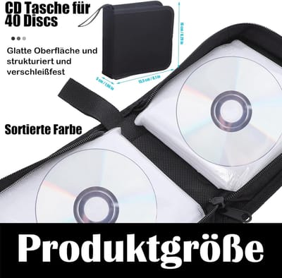 CD en DVD Opbergzak voor 40 Schijven, Ruimtebesparende Tas met Rits voor Thuis en Auto, Ideaal voor Organisatie en Bescherming van Media