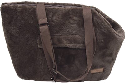 Animal Boulevard CHAMPS-ELYSEES Hondendraagtas – Superzacht Imitatiebont – Uitneembaar Kussen – Veiligheidshaakje – Kleur: Donkerbruin – 41×27×29 cm