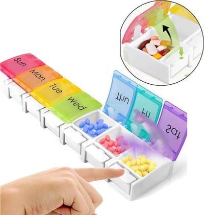 Actie4you® - Pillendoos - 7 Dagen - Dag aanduiding - BPA vrij - Kleine Solide Vakken - Makkelijk te Openen Medicijnendoosje