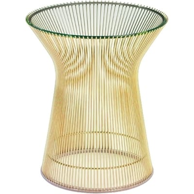 Knoll International Platner bijzettafel - Kristalglas - verguld 18 karaat
