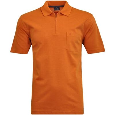 Ragman Uni Easy Care Zipper Poloshirt Pima Cotton Mix Light Terra / male