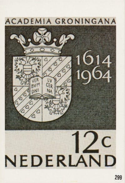 Briefkaart met afbeelding Universiteit Groningen – Wapen van de Universiteit Groningen postzegel