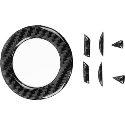 Autocollant Remplissage Emblème Volant Fibre de Carbone Décoration Voiture Accessoire pour CC black