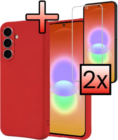 Hoesje - Met 2x Screenprotector - Geschikt voor Samsung Galaxy A27 - Sterk & Shockproof - Back Cover - Siliconen Case - Telefoon Hoes - Rood