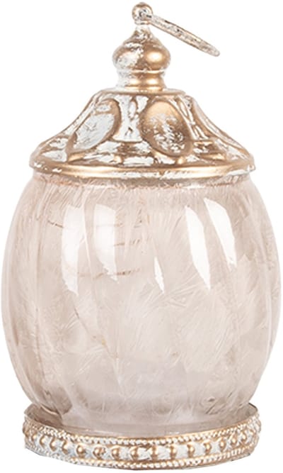Clayre & Eef LED Lantaarn Ø 7x11 cm Beige Glas