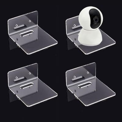 4 Stuks Wandplanken van Acryl, Duidelijke Zwevende Planken voor Smart Speakers en Actiefiguren met Zelfklevende Bevestiging en Kabelclips
