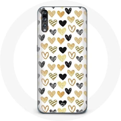 Coque pour Huawei p20 Fond de texture abstraite coeurs noir jaune et gris
