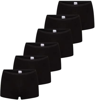 Beeren 6-pack Comfort dames boxershort katoen - Voordeelverpakking - Aanbieding - Multipack - Zwart / M