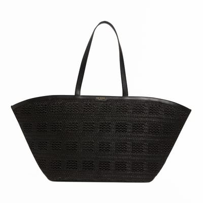 Ted Baker shopper schoudertas Pamylaa Raffia Straw Oversized Bucket Tote Bag Black zwart