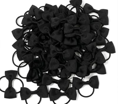 Zwart haar elastiek met strik – set van 20 stuks – elastische haar accessoires voor meisjes en dames – zwarte strik haar elastiekjes voor dagelijks gebruik
