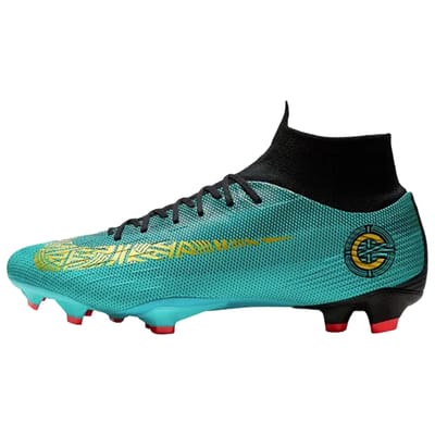 Nike Mercurial Superfly 6 Pro CR7 FG Jade Clair Baskets Homme Métallique Bleu-Vif-Or-Noir AJ3550-390 40.5