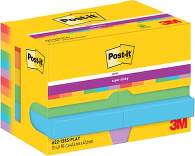 Memoblok post-it 622 super sticky 47.6x47.6mm play | 24 stuks