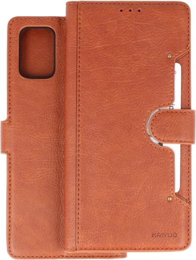KAIYUE - Luxe Portemonnee Hoesje - Pasjeshouder Telefoonhoesje - Wallet Case - Geschikt voor Samsung Galaxy A71 - Bruin