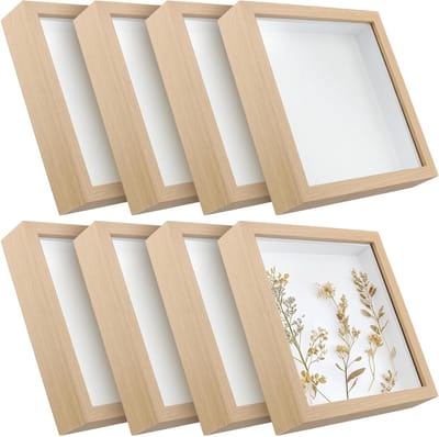 Allecto plus - Diepe Box Frames 20x20 cm - Set van 8 - Houten 3D-Display Shadow Box Frame voor Ambachten en DIY Kunstwerken