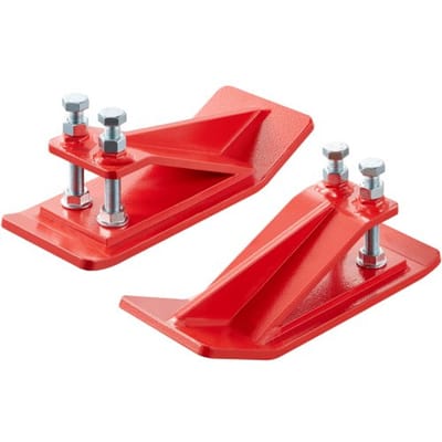 VEVOR Tractorbakbeschermer, 2 stuks, stalen bakrandbeschermer, antislipvoorziening met dubbele zeskantmoeren en -bouten, voor sneeuw- en bladruimen en grindverspreiding (rood)