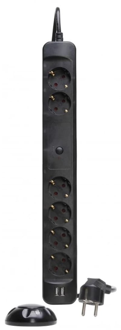 Kopp Stekkerdoos 6-voudig + 2 USB poorten - Draadloze schakelaar - 1.4m verlengsnoer - 3600 Watt