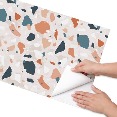 Coloray Meubel Wrap Folie - Oranje Meubelfolie - 50x100 cm - Meubel Wrap Folie Kleurrijk patroon - Plakfolie Meubels - Modern Meubelfolie - Decoratiefolie Zelfklevend - Slaapkamer decoratie - Achtergronden en patronen